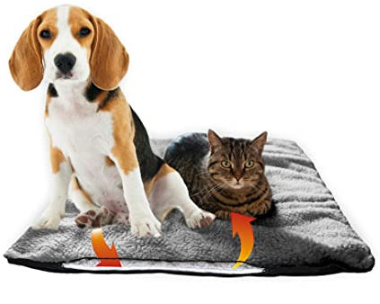 Fellou Heizdecke für Katzen 60 x 40 cm - Selbstheizende, Waschbare & Knisterfreie Wärmedecke - Heizmatte