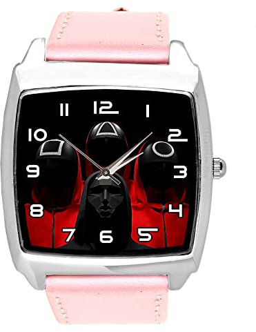 Quarz-Armbanduhr für Fans der TV-Serie, Leder, quadratisch, Pink