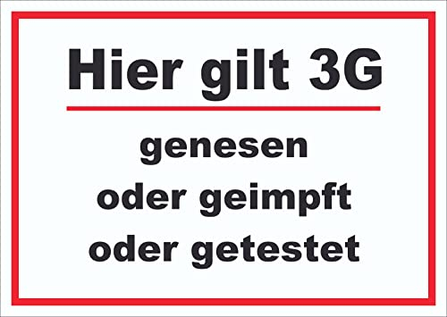 HB-Druck Hier Gilt 3G Hinweis Schild mit Text waagerecht A5 Rückseite selbstklebend