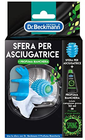 Dr.Beckmann Sfera per asciugatrice | Per un bucato fresco | Riempibile con il Profuma Biancheria | Riduce i tempi per l'asciugatura | 50 ml
