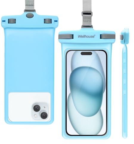 Universelle wasserdichte Handytasche mit Schlüsselband, Handy, IP8X, Tauchen, Outdoor, Strand, schwimmend, Unterwasser, bis zu 17.8 cm (7 Zoll) Dry Bag, 3D nahtlos, Handyhülle für iPhone, Hellblau
