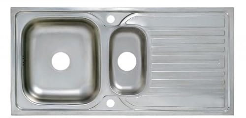 Einbauspüle aus Edelstahl 100x50 cm 1,5 Becken Spülbecken Küchenspüle Edelstahlspüle Waschbecken inkl. zubehör und Siphon Set
