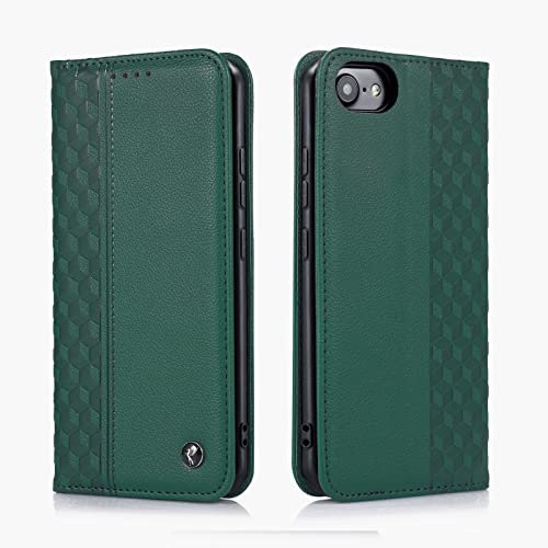 TOHULLE Case for iPhone 7 iPhone 8 iPhone SE 2022 SE 2020, Premium PU Leather Wallet Case Card Holder Kickstand Built-in Magnetic Closure Flip Folio Phone Cover for iPhone 7/8/SE - Green