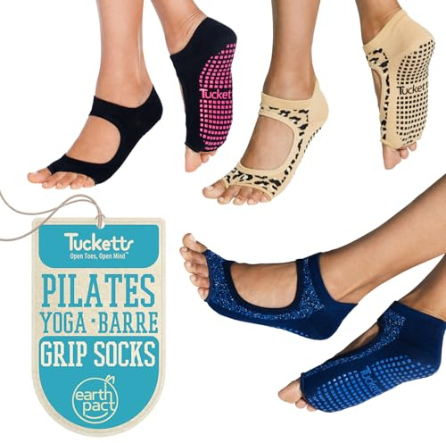 Tucketts Yoga Socken für Frauen - rutschfeste Haftsocken ohne Zehen - Stoppersocken (Damen) – Pilates Socken Geeignet für Pilates - Barre - Ballett
