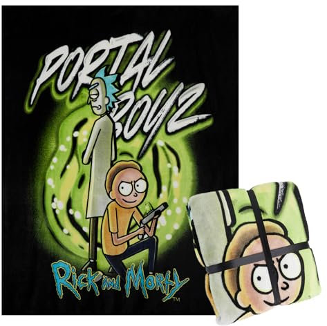 Mantas para Cama de Rick y Morty - Manta Sofa Grande 150 x 130 cm, Manta Rick y Morty, Manta Polar Suave, Regalos Navidad (Negro/Verde)