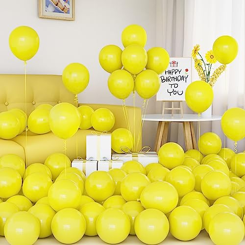 Luftballons Gelbe, 50 Stück 5 Zoll Matt Gelbe Latex Ballons mit Band für Mädchen Jungen Geburtstag Hochzeit Sonnenschein Zitrone Gänseblümchen Honigbiene Thema Party Baby Dusche Karneval Dekorationen