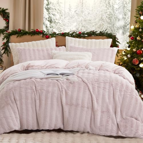 Lanqinglv - Set di 2 federe per cuscini 40 x 80 cm, in velluto di castoro e flanella, molto soffici, confezione doppia, per la decorazione del letto, colore: rosa, per l'inverno