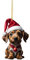 2D Dackel Weihnachtsanhänger Weihnachtsdeko Acryl Weihnachtshunde Ornament Niedlicher Hunde Christbaumanhänger Weihnachtsdackel Anhänger Weihnachten Hundeschmuck Christbaumschmuck (B, 8cm)