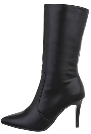 Ital Design Damenschuhe Stiefel High-Heel Stiefel, DES611P-, Kunstleder, Schwarz, Gr. 41