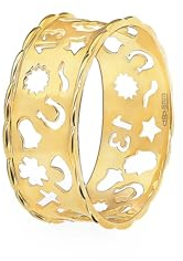 forme di Lucchetta - Damen-Ring aus 18K Gold 750 mit Glückssymbolen Diamant-Effekt | Größen 50-60 | hergestellt in Italien, 18k, 54 (17.2)