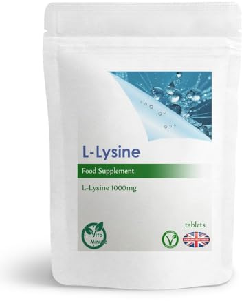 L-Lysine 1000mg Tablets Essential Amino Acid, Cold Sores, Shingles, UK (Pack of 60)