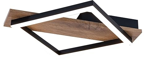 LED Deckenlampe Designlampe Wohnzimmerleuchte Esszimmerleuchte Küchenlampe, Metall Holzoptik Kunststoff schwarz, 12W 600lm 3000K warmweiß, H 5,5 cm