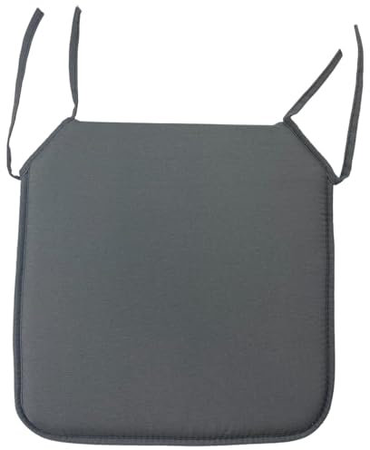 Acomoda Textil – Cojines para Silla de Espuma con Tela y Cintas de Sujeción 40x40 cm. Asiento Acolchado, Mullido y Cómodo para Interior y Exterior de Comedor, Jardín y Terraza. (Gris OSC, 4 Unidades)