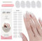 MrCuvaryas 20Stk Gel Nagellack Aufkleber, UV Gel Nagelfolie für Hände, Full Wraps Nagelaufkleber LED-Lampe Erforderlich Cured Gel Nail Strips mit Nagelfeile und Stick für Frauen (Sliver Gitter, 20x)