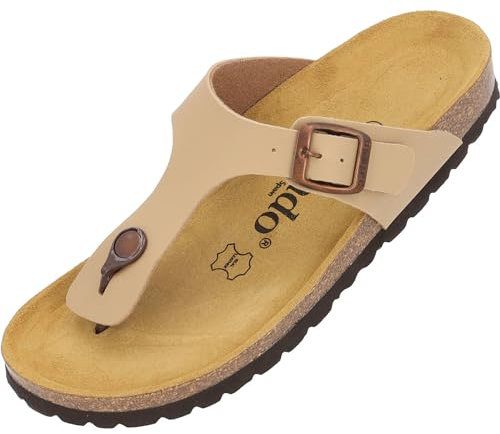 Palado Zehentrenner Damen Kos Matt – gefertigt in Spanien – weiche Veloursleder-Decksohle – mattes Obermaterial für dezente Eleganz Sesam UK7 - EU40