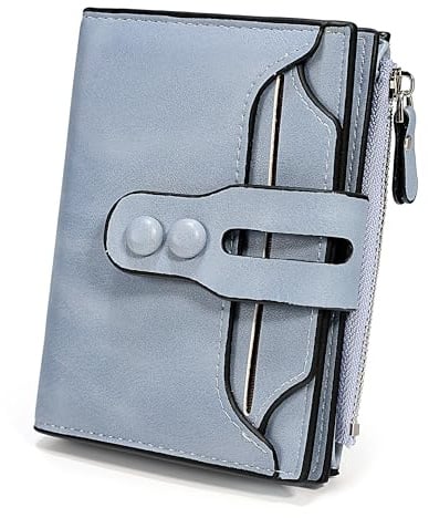 UTO Geldbörse Damen Klein Leder RFID Schutz 18 Fächer Schnalle Kleines Portemonnaie Frauen mit Münzfach Foto-Ausweishülle Brieftasche Mini Geldbeutel Viele Fächer Portmonee Geschenk