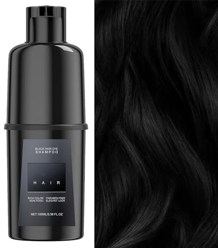 Hair Dye Shampoo, Hair Instant Dye Shampoo, Hair Shampoo,Anti Grau Shampoo,Haarfärbeshampoo für graues Haar,Haarfarbe Dunkelbraun in Minuten Hair Color Shampoo für Männer Frauen (Schwarz)