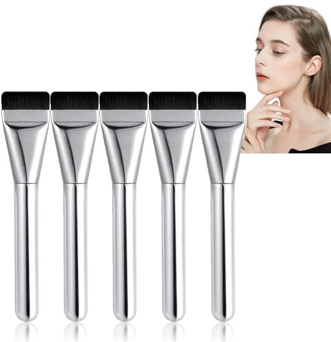 Ultra Thin Foundation Brush, Flat Make Up Brush Foundation, Flat Foundation Makeup Concealer Brush, Powder Brush for Liquid Fondation Women, Spatula Brush Make-Up, Concealer Brush (5 Pieces)