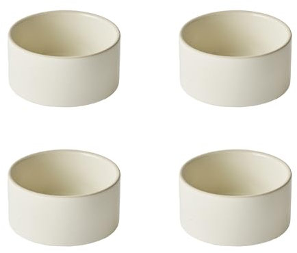 Odense Ramekins(Set of 4) - Ceramic Ramekins - For Souffle, Custard, Pudding, Ice Cream, Dipping Sauce Dish - Modern & Minimal Design, Stackable - Microwave & Dishwasher Safe(Vanilla Cream)