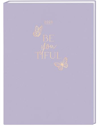 Lady Terminplaner Beyoutiful - lila - Taschenkalender 2025 - Grafik Werkstatt - Buchkalender mit feiner Prägung auf der Titelseite - 1 Woche auf 2 Seiten - 18 cm x 23,5 cm