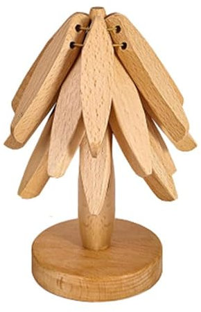 Sileduove Tree Shaped Wooden Coasters, Tree Shaped Coasters, Anti-scalding Mat, Wooden Table Mat, Anti-scalding Insulation Underlay 22.5 x 10 cm (A)