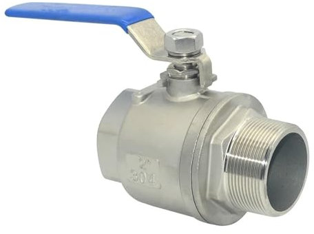 1 Stück 304 Edelstahl Zweiteiliger Kugelhahn 1/4 3/8 1/2 Zoll 3/4 Zoll 1 Zoll 2 Zoll Innen- und Außengewinde Wasser-, Gas-, Ölschalter-Armatur(1)