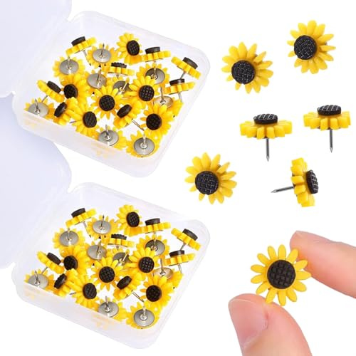FUIPVGI 40 Stück Blumen Stecknadeln Karte Nagel Pinnadeln Blumen Reißzwecken Rundkopf Stecknadeln Pinnadeln Pinnwand Stecknadeln Kreative Niedliche Dekorative ür Pinnwand Bulletin und Landkarten