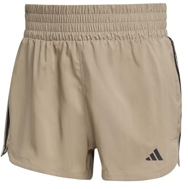 adidas Women's Pacer Training 3-Stripes Woven High-Rise Shorts, Chalky Brown/Black, XXL 5 inch
