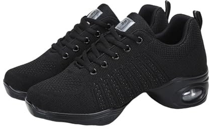 Hixingo Jazzschuhe Damen Cheerleader Schuhe Lace Up Tanzsneaker Damen, Line Dance Schuhe Mit Luftkissen, Split Sole Zumba Schuhe Damen für Fitness Gymnastik Training