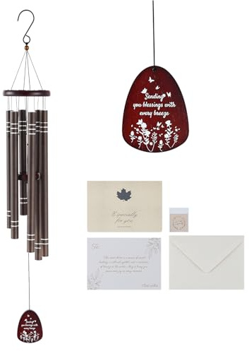 VEVOR Wind Chimes for Outside, 1067 mm, Deep Tone Wind Chimes with 6 Tubes, Unique Large Memorial for Anniversary, Grace Outdoor Decor for Your Patio, Porch, Garden & Backyard, Dark Brown