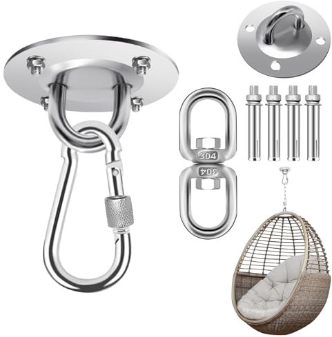 pofgwjz Gancho de techo de acero inoxidable, gancho de gancho de techo pesado, capacidad de carga de hasta 400 kg, para cargas pesadas para entrenador, silla colgante, yoga, saco de boxeo