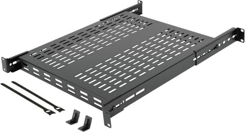 Tecmojo 1U Adjustable Vented Server Rack Mount Shelf 13.5(343mm) - 31.8 (800mm) Depth, Supports up to 242 lbs - Universal Tray for 19 AV/Network Equipment