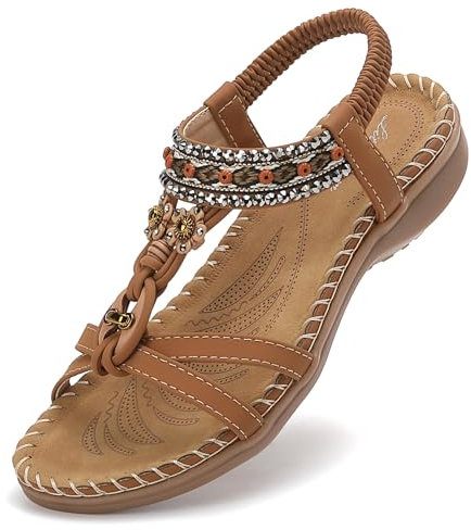 Littleplum Sandales Plats Femme Été Confortable Mode Tong Plage Claquettes,B Marron,39 EU