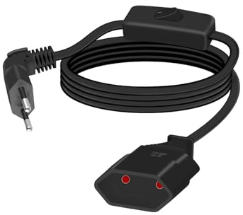 RIIEYOCA Cavo di Alimentazione Euro a 90 Gradi con Interruttore, da Spina Piatta Tipo C a presa Euro Tipo C, 2,5A/250V 0,75 mm² per Monitor, TV, Elettrodomestici (nero)