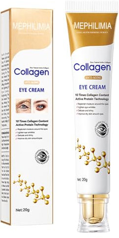 Anti-Aging-Augenpflege mit Zehnfachpower Kollagen, Kollagen Augencreme, Augenringe entfernen, Augencreme gegen Falten und Augenringe, Eye Cream, für strahlende und pralle Haut unter den Augen 20g