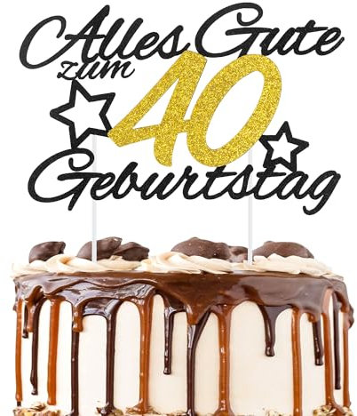 Moorle Torten Deko 40 Geburtstag, Alles Gute zum Geburtstag Kuchen Topper 40 Jahre, Happy 30th Birthday Cake Topper, Tortendeko 40 für Frauen Männer