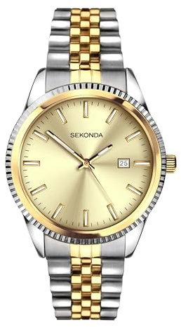 Sekonda King Mens Analogue Watch 40mm dial | 30 Metres Water Resistance, mineral glass crystal, folding clasp, date display, ion-plated case