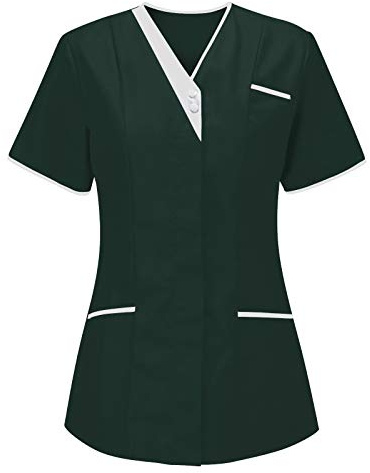 AEGJEGVD Blouse Medicale Femme Grande Taille Col en V Manche Courte Uniforme De Travail Blouse Infirmiere Femmes Professionnelle Uniforme D'infirmière Femme Esthéticienne Pas Cher