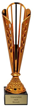 pokal-fabrik.de - Pokal mit Gravur Wunschtext groß in Bronze - personalisiertes Geschenk/Auszeichnung - 36,5 cm inkl. Marmorsockel - Geschenk-Trophäe | Pokal Kinder