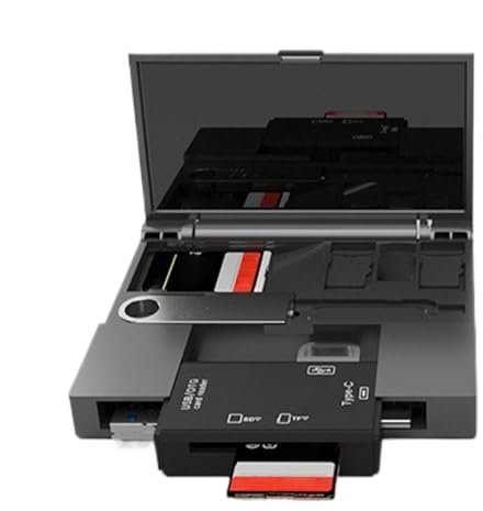 Lector de tarjetas para teléfono, lector de tarjetas flash USB Plug Play, acceso a fotos, videos, documentos, lector de tarjetas TF de tamaño de bolsillo con funda protectora, lector de tarjetas USB