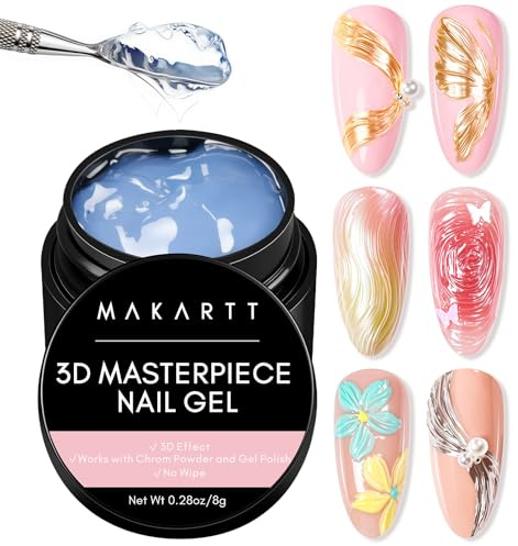 Makartt 3D Gel Nail Art Transparent Chrome Powder Modelliergel