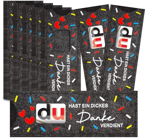 30pcs Du hast ein dickes Danke verdient Filz Schokoriegel Geschenk Verpackung, Geschenk Danke für Kollegen Mitschüler Lehrer, Dankeschön Schokolade Geschenkverpackungstaschen, Ohne Schokolade