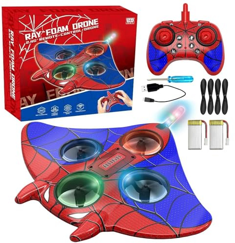 Mini Drohne – RC Kinderdrohne im Mantarochen-Design mit LED Lichter, 360° Flips, Höhe halten, Einsteiger Quadrocopter Indoor & Outdoor Spielzeug Geschenke