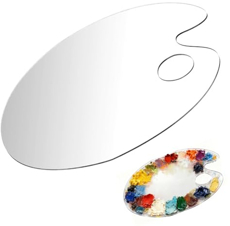 Clear Acrylic Oval Paint Palette, Non-Stick Artist Mixing Tray | transparent acrylic palette, oval handheld shape, protective film included, for oil paint mixing DIY art and craft painting