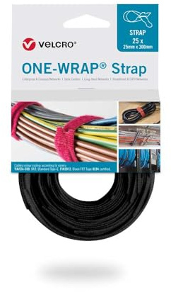 Velcro® Brand ONE-WRAP® Fastener Cable Ties 25mm x 300mm | Reusable Hook & Loop Straps for Cable Management (25 Pack) – VEL-OW64802