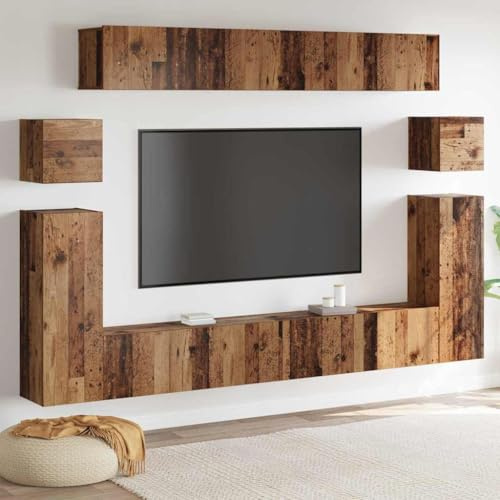 Générique Unites TV Montage Mural 4 pcs Bois Ancien Bois d'ingénierie,Meubles,Meubles TV,3393390