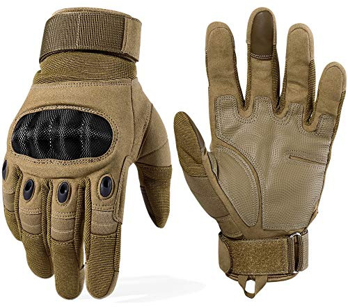 WTACTFUL Touch Screen Motorcycle Full Finger Gloves for Cycling Motorbike ATV Hunting Hiking Riding Climbing Operating Work Sports Gloves Brown Size Large