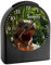 CreaDesign, WU-50-1124, T-Rex, analog Kinderwecker schwarz, Funkwecker ohne Ticken, mit Licht, personalisiert mit Namen, 9,6 x 5,5 x 11,9 cm, 104 g