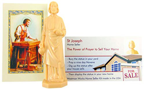 Westmon Works St. Joseph Statue zum Verkauf von Häusern mit Anleitung (evtl. nicht in deutscher Sprache) und Novenengebet, komplettes Set