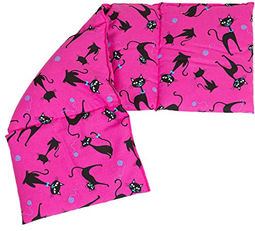 Rapssamenkissen 20x60cm 4-Kammer - 2in1 Wärmekissen & Kältekissen - Körnerkissen mit Raps, Katzen-pink